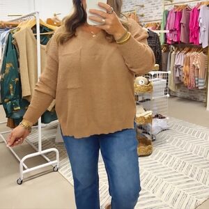 Davi & Dani Mocha Brown Lightweight Textured Sweater Size L